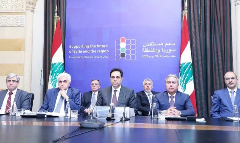 دياب في مؤتمر بروكسل: لتحييد لبنان عن تداعيات قانون قيصر