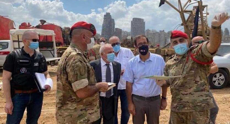 فوشيه زار موقع الانفجار بمرفأ بيروت لمواكبة عمل الشرطة الجنائية الفرنسية بحضور عويدات  زار