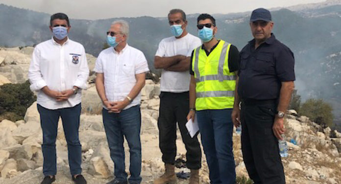 الحواط وخطار يتفقدان حريق بنتاعل جبيل