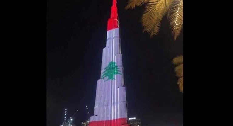 شكر لبناني لإضاءة برج خليفة  بالأرزة