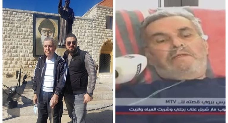 العم بطرس عساكر أمام مدخل دير مار شربل: جينا نشكرك اليوم وكل يوم