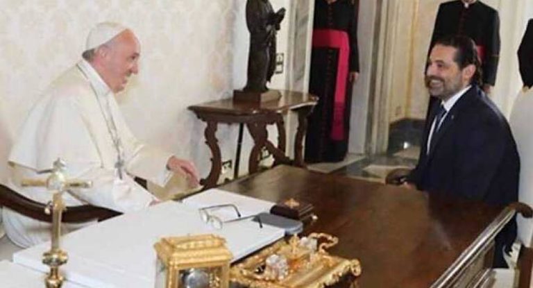 الحريري يلتقي قداسة البابا فرنسيس في الفاتيكان