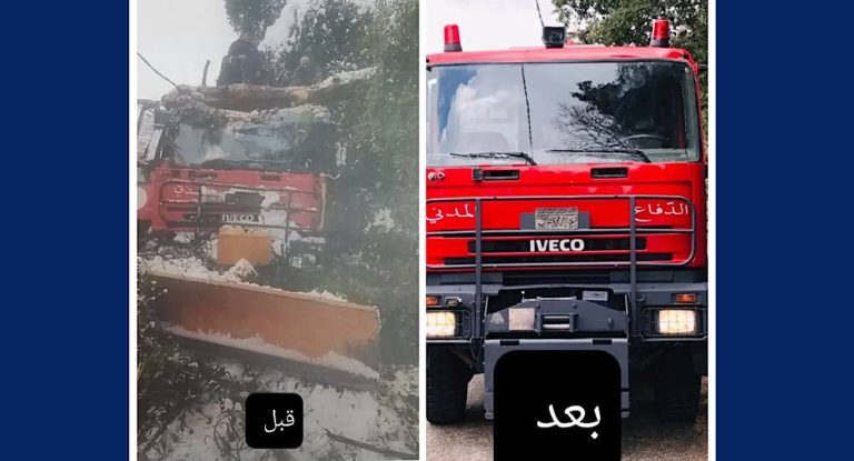 بعد  تعرضها للكسر…تصليح الية للدفاع المدني -جاج