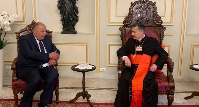 البطريرك الراعي يستقبل وزير خارجية مصر .