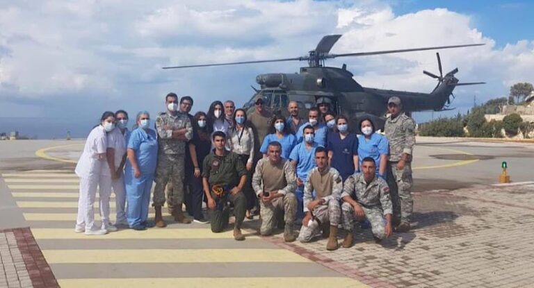 تمرين إخلاء طبي للجيش اللبناني في مستشفى المعونات جبيل