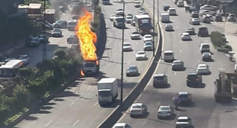 عاجل – بالفيديو: لحظة إنفجار شاحنة الغاز على أوتوستراد زوق مكايل