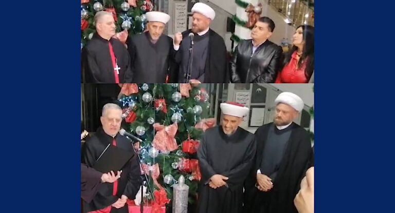 المطران عون يبارك مغارة وشجرة الميلاد في سرايا جبيل