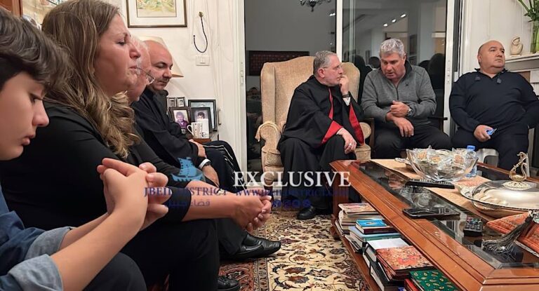 خاص-بالصورة:المطران عون في دارة المخطوف المغدور  باسكال سليمان  لمواساة زوجته