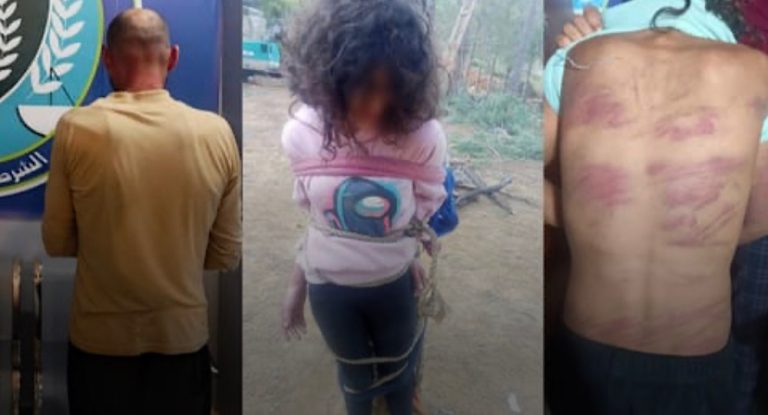 صورةٌ موجِعة: ربَطَ ابنته إلى جذع شجرة.. وعنّفَ زوجته وأولاده القصّر!